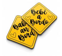 Pack de 2 Pegatinas Bebe a Bordo, Bebe a Bordo Resistente a UV e Impermeable, Pegatinas Coche