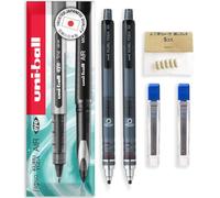 Pack de 2 portaminas Uni Ball Kuru Toga con minas de 0,5 mm, cuerpo de color gris, con 24 minas y 5 gomas de borrar gratis
