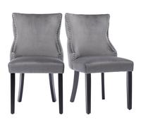 Pack de 2 sillas de comedor acolchadas con costuras abotonadas, Gris