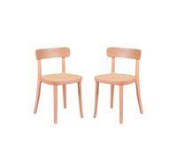 Pack de 2 sillas de madera con asiento de ratán natural - tours