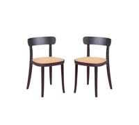 Pack de 2 sillas de madera con asiento de ratán natural - tours