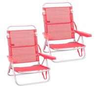 Pack de 2 sillas de playa baja reclinable 4 posiciones convertible en tumbona de aluminio y textileno de 61x47x80 cm Lola Home Rojo