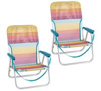 Pack de 2 sillas de playa plegables Rainbow fijas de aluminio y textileno de rayas multicolor LOLAhome