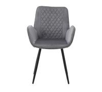 Pack de 2 sillones tapizados en terciopelo gris con patas de metal negro