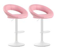 Pack de 2 taburetes de barra Olinda en polipiel Rosado,Blanco