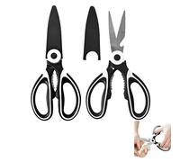 Pack de 2 Tijeras de Cocina Multifuncionales de Acero Inoxidable - Tijeras Profesionales con Funda Protectora para Cortar Pollo, Carne, Verduras - Herramienta Esencial para Tu Cocina