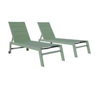 Pack de 2 tumbonas barbados de textileno verde salvia aluminio verde salvia