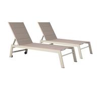 Pack De 2 Tumbonas Barbados En Textileno Color Topo Aluminio Color Topo