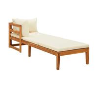 vidaXL Tumbonas de madera de acacia con cojines crema, 2 unidades