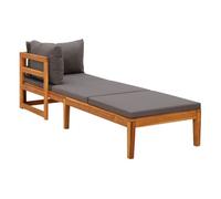 vidaXL Pack de 2 tumbonas de madera de acacia con cojines gris oscuro