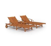 Pack de 2 tumbonas reliax con mesita auxiliar madera de acacia