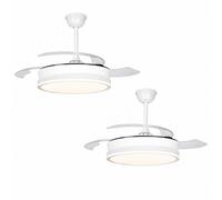 Pack De 2 Ventiladores De Techo Motor Dc Blanco Led 45w Dimable 3 Cct Regulables 4400 Lumenes Akunadecor