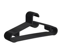 Pack de 20 Perchas de plástico para Ropa Adulto Resistentes. Cabezal Fijo, Antideslizantes. Finas para Camisetas Pantalones Camisas. Ahorra Espacio. Ganchos Interiores para Vestidos. Negras