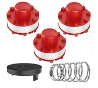 Pack de 3 bobinas de hilo de repuesto + 1 cubierta de bobina + 1 resorte para desbrozadora Einhell compatible con GE-CT 36/30 Li E, Agillo 36/255 BL Agillo 18/200 - Repuesto para 3405096 - Diámetro 2