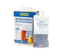 Pack de 3 Bolsas antihumedad Percha - Absorbe Humedad de Armarios - Espacios de hasta 15 m2 - Fragancia Neutro - Contenido: 3 unidades de 450 gr - Humydry