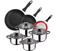 Pack de 3 sartenes SAN IGNACIO Ø16CM Ø20CM Ø24CM + batería de cocina de 8pc en acero inoxidable