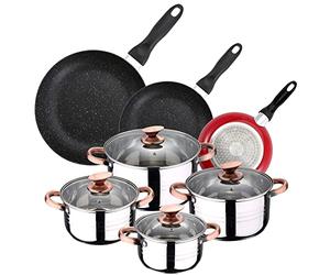 PACK DE 3 SARTENES SAN IGNACIO Ø16CM Ø20CM Ø24CM + BATERÍA DE COCINA DE 8PC EN ACERO INOXIDABLE