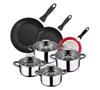 Pack de 3 sartenes san ignacio x16cm x20cm x24cm + batería de cocina 8 piezas en acero inoxidable