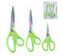 Pack de 3 Tijeras de Sastre Profesional, para Manualidades y Cortar Tela - Varias Medidas, Acero Inoxidable, Papelería (Verde)