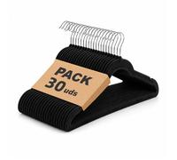 Pack de 30/50 Perchas de Terciopelo Antideslizantes con Ranura y Barra para Pantalones, Perchas Finas de 0,5 grosor con Gancho Giratorio 360, Resistente y Ergonómica