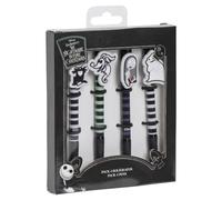 Pack de 4 Bolígrafos de Pesadilla Antes de Navidad - Incluye Múltiples Diseños en Blanco, Verde, Morado y Negro - Elaborados en Plástico y Goma - Producto Original Diseñado en España