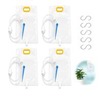 Pack de 4 bolsas de riego por goteo automático de 3.5L, sistema de irrigación con válvula ajustable para plantas tanto interiores como exteriores, para vacaciones y cuidado continuo