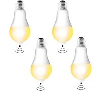 Pack de 4 bombillas LED E27 con sensor de movimiento Bombilla LED PIR Lámpara 12W Blanco cálido 3000K Sensor de luz Lámpara de ahorro de energía E27 para pasillo, garaje, escaleras, balcón