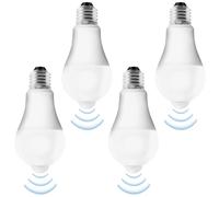 Pack de 4 Bombillas LED E27 Con Sensor de Movimiento: Lámpara PIR 15W Blanco Frío 6500K, Ahorro de Energía Para Pasillo, Garaje, Escaleras, Balcón