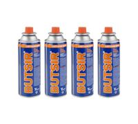 Pack De 4 Cartuchos De Gas Butsir Para Hornillos | Compatible Con Quemadores, Soplete de Cocina, Estufa De Gas Y Mas | Camping Gas Portátil | Cartuchos Para Hornillo Gas Butano