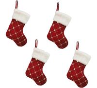 Pack de 4 mini calcetines navideños de 23 cm con bordado dorado Multicolor