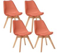 Pack De 4 Sillas Con Patas De Haya Wellhome Terracota 48 X 55 X 81 Cm