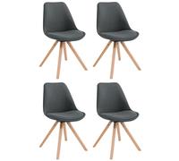 Pack de 4 sillas de comedor Toulouse Square en tela Gris oscuro,Natural