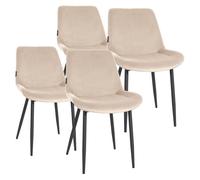 Pack de 4 sillas de comedor victoria de terciopelo crema 60x51x80 cm