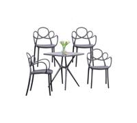 Pack de 4 sillas de diseño con reposabrazos y mesa para el jardín - dream