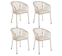 Pack de 4 sillas de jardín con cojín de acero y cuerda técnica LOLAhome Grey