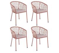 Pack de 4 sillas de jardín con cojín de acero y cuerda técnica LOLAhome Red