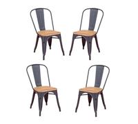 Pack de 4 sillas metálicas con asiento de madera - bistro