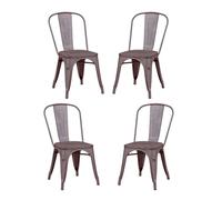 Pack de 4 sillas metálicas con asiento de madera - bistro