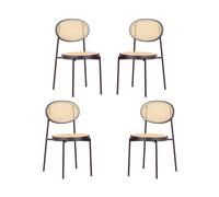 Pack de 4 sillas retro con detalles en ratán natural - preston