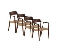 Pack de 4 sillones de madera de toon color nogal