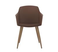 Pack de 4 sillones pp color marrón patas metálicas