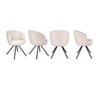 Pack de 4 sillones tapizados doble cojin color beig moteado y patas metálicas negras