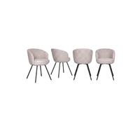 Pack de 4 sillones tapizados doble cojin multicolor y patas metálicas negras