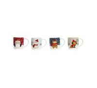 Pack de 4 Tazas Navideñas de Porcelana - Ideal para Café y Leche - Resistente a Microondas y Lavavajillas
