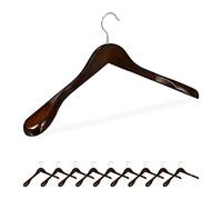 Pack de 40 Perchas Traje Anchas, para Chaquetas, Abrigos o Vestidos, Madera, 45 cm de Ancho, Marrón Oscuro