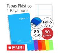 Pack de 5 Cuadernos Enri Folio de Una raya Tapas de Plástico