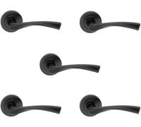 Pack de 5 juegos de manivela roseta negra Ola para puertas de interior