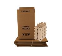Pack de 6 Cajas de Cartón Reforzada para Botellas de Vino o Vidrio - Caja para 3 Botellas - Total Seguridad - Resistente y Preparada para Envíos -