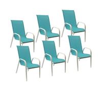 Pack de 6 sillas marbella en textileno azul aluminio blanco