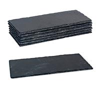 Pack de 6 tablas pizarra rectangulares 30 x 13 cm. Platos llanos de piedra natural, bandejas para servir alimentos, quesos, aperitivos Gray